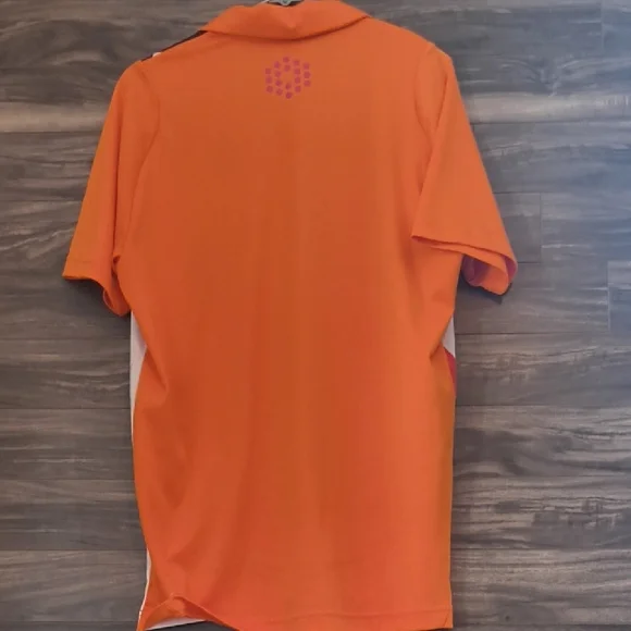 PUMA Golf "Sample" Argyle Polo Shirt - Men's Medium - Rare Orange & White - Picture 8 of 8